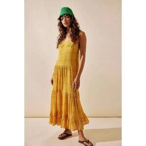 NEW Free People Boho Marigold Flowy Gauze Maxi Dress Size M